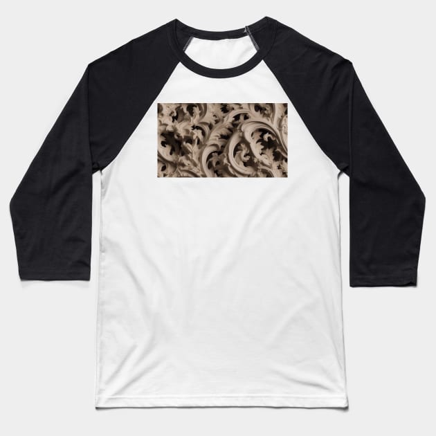 Seamless Leaf Relief Carving III Baseball T-Shirt by newdreamsss